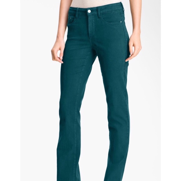 teal color jeans